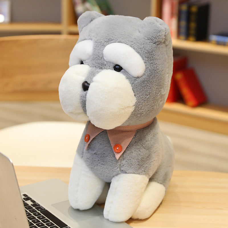 Schnauzer Plush Dog Toy with Bow Tie