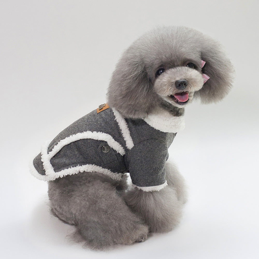 Warm Winter Dog Jacket in Light Brown and Dark Grey