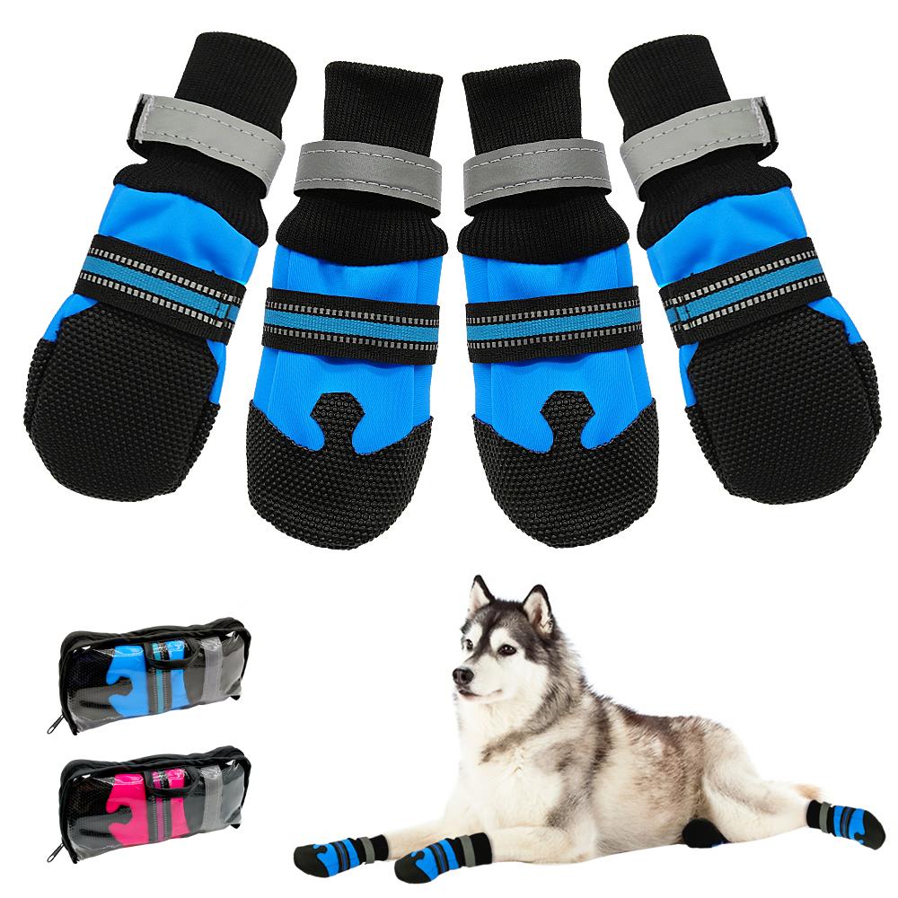 Waterproof Boots for Large and Medium Dogs in Rose Red and Blue