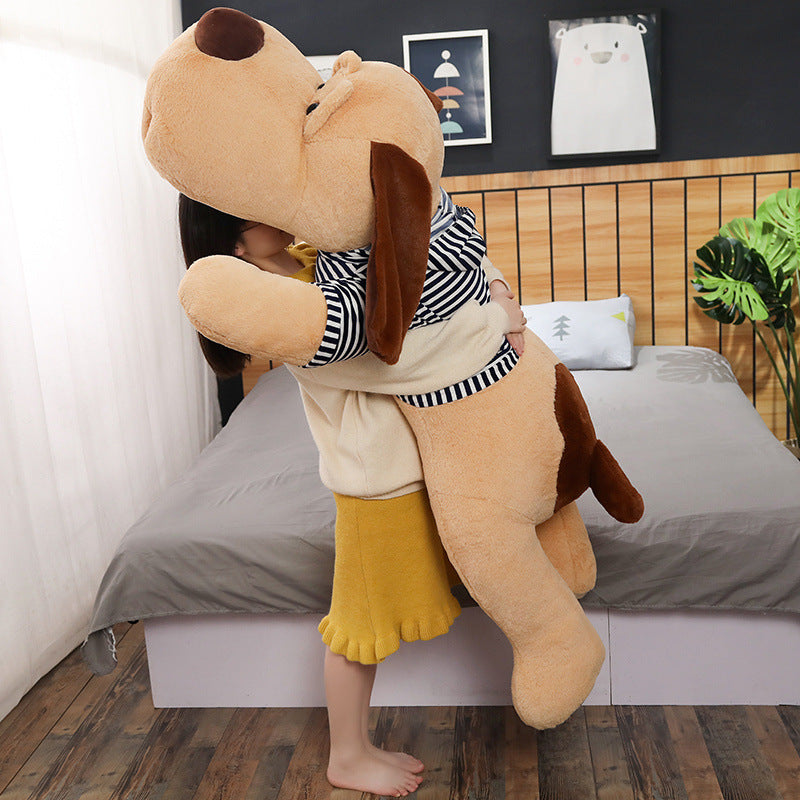 Soft Plush Dog Toy in Red and Navy Blue