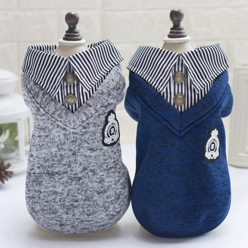 Cozy Dog Hoodie in Grey and Blue
