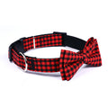 British Plaid Bow Tie Collar for Dogs in Black and Red