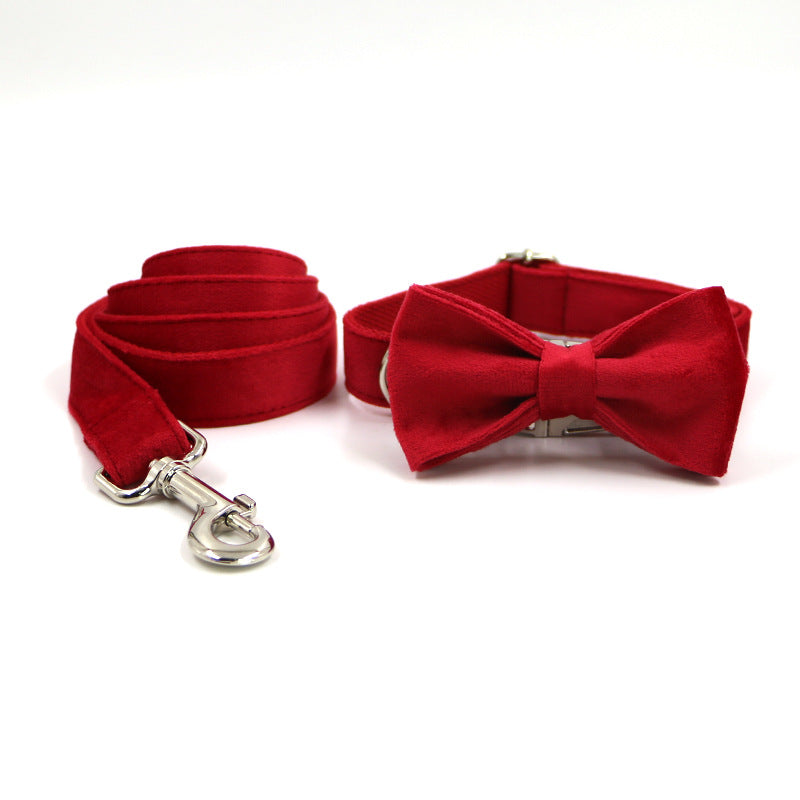 Plaid Dog Collar Bow Tie Set