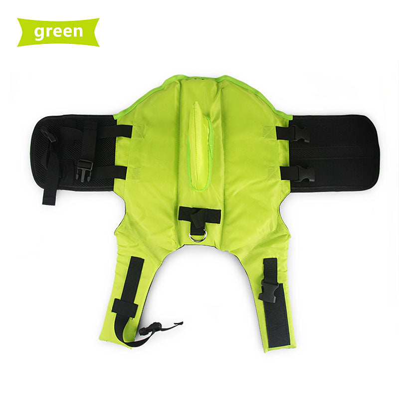 Shark-Design Dog Swim Vest in Blue, Green and Orange