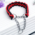 Braided Rope Dog Collar - Black/Red