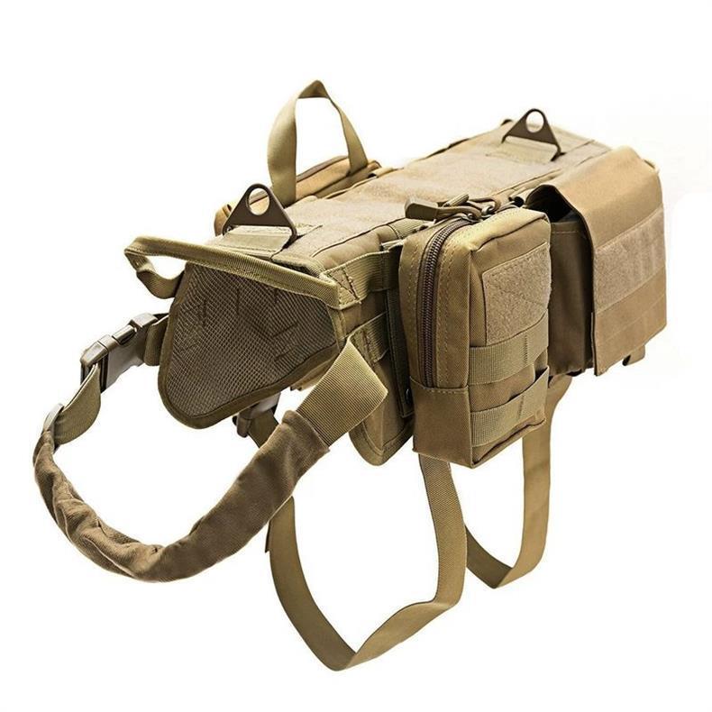 Tactical Molle Dog Harness Vest in Black, Green and Camo