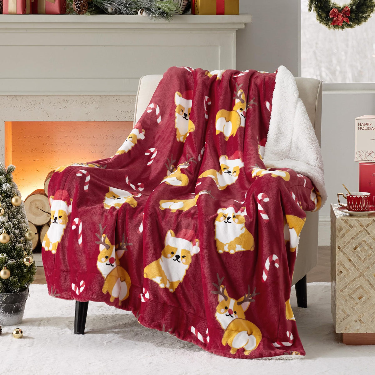 Cozy Christmas Corgi Blanket for Dogs