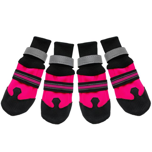 Waterproof Boots for Large and Medium Dogs in Rose Red and Blue