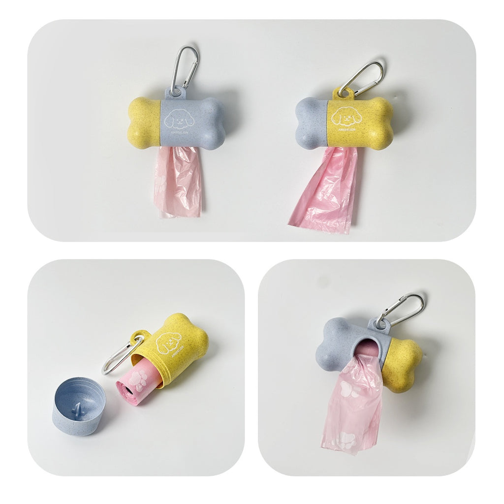 Waste Bag Dispenser for Walking Dogs in Yellow and Blue