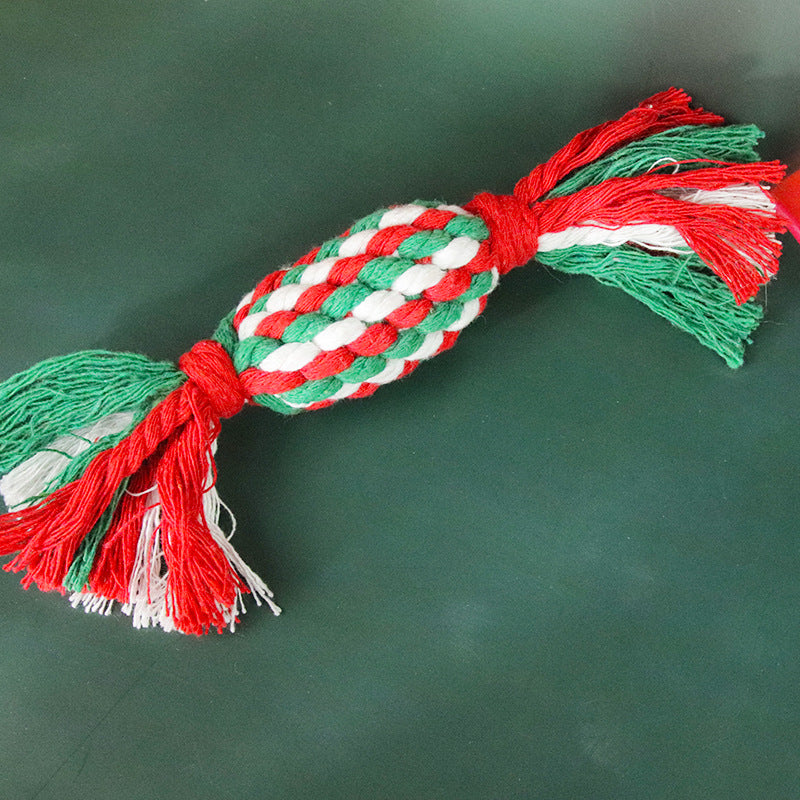 Christmas Cotton Rope Dog Toy Set with Knots