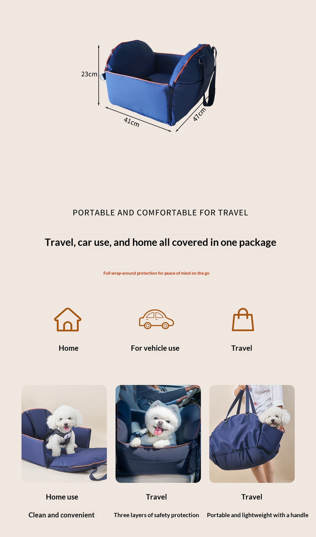 Large-Capacity Car Console Dog Carrier Bag in Multiple Colors