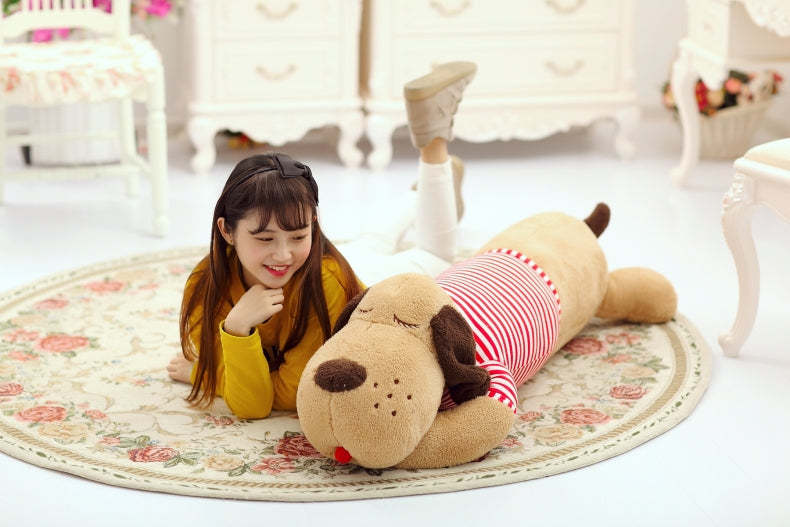 Soft Plush Dog Toy in Red, Black and White