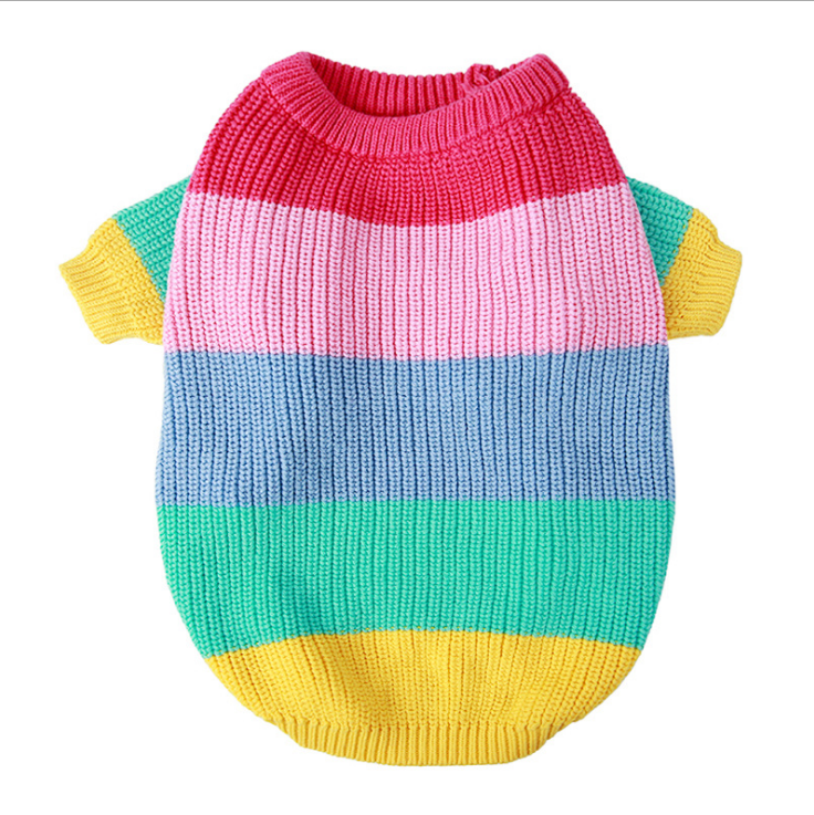 Rainbow Knit Dog Sweater