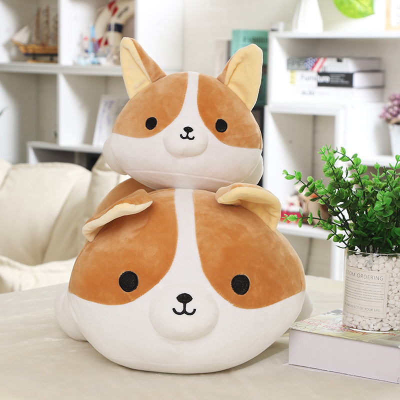 Corgi Plush Dog Toy in Brown & White