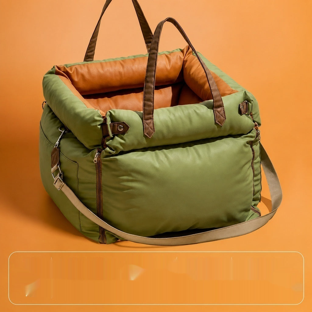 Car Seat Cover Dog Bed in Blue, Green & Khaki