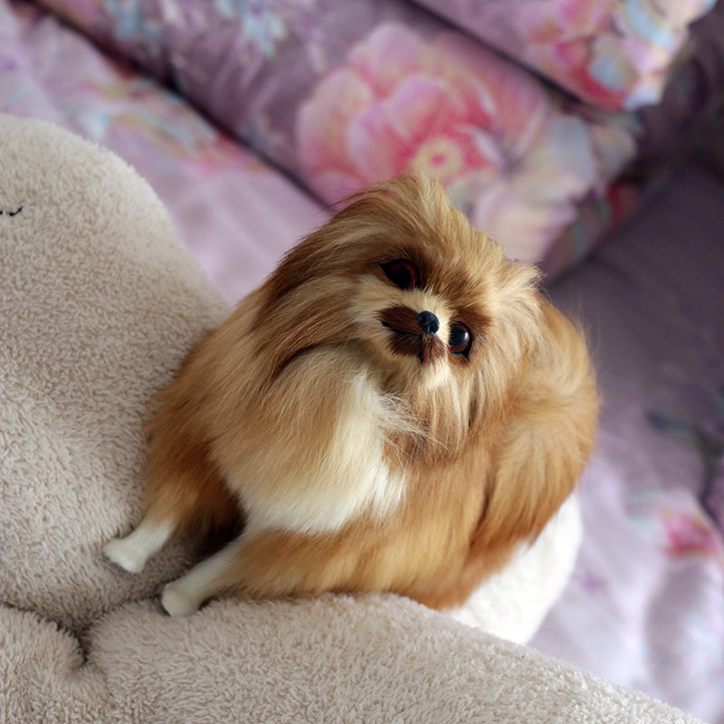 Soft Plush Dog Toy in Beige and Brown