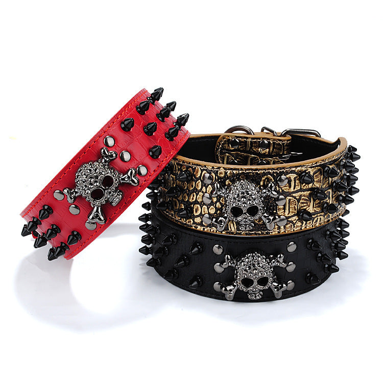 Skull Studded Dog Collar in Multiple Colors