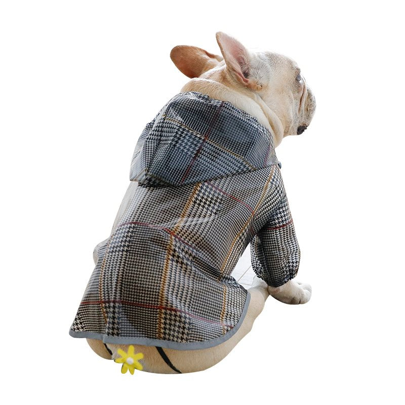 Dog Plaid Raincoat in Gray