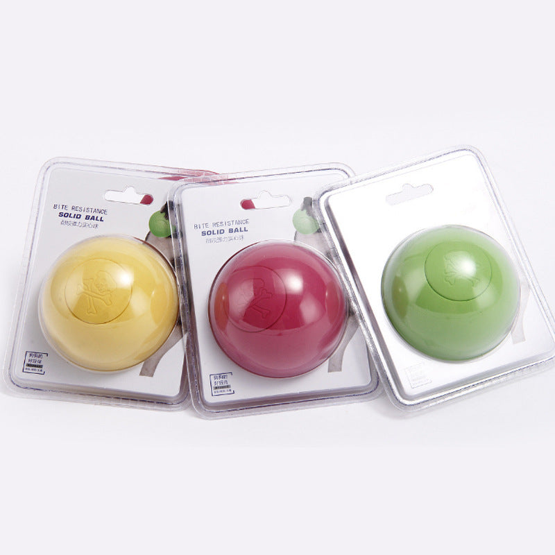 Elastic Bite-Resistant Molar Ball Dog Toy in Rose Red, Yellow, and Green