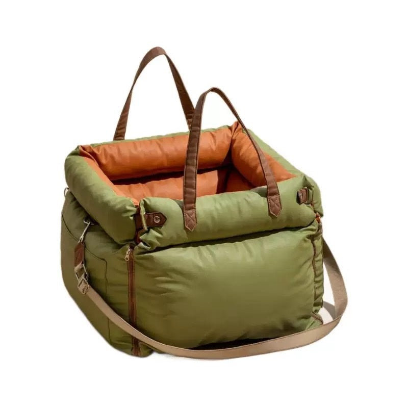 Car Seat Cover Dog Bed in Blue, Green & Khaki