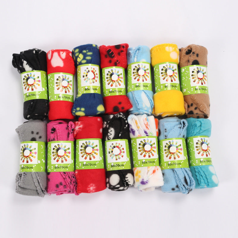 Dog Double-Sided Fleece Blanket with Paw Print