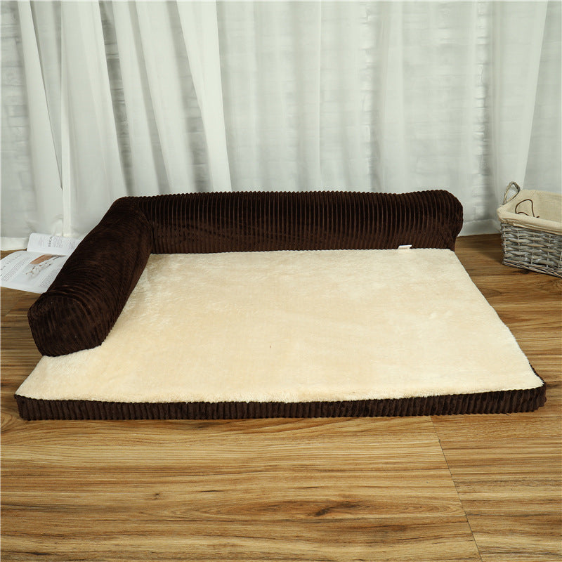 Dog Bed in Coffee, Red and Grey