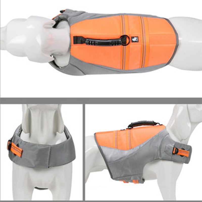Reflective Dog Swim Vest in Orange and Green, XXS to XL