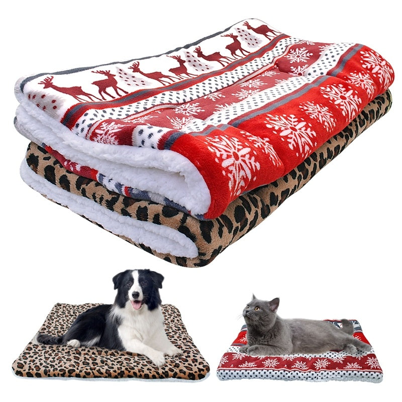 Leopard and Deer Patterned Dog Blanket Mat