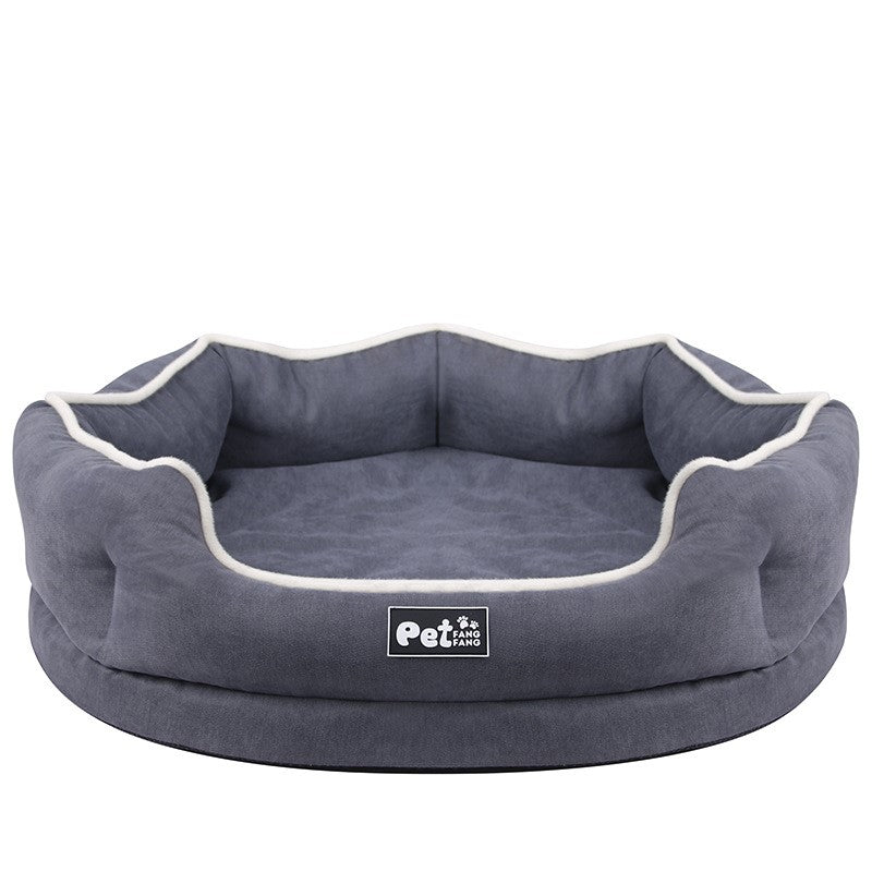 Cozy Warm Dog Cushion in Grey, Pink, and Blue
