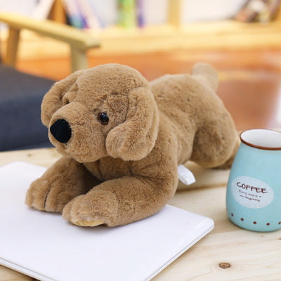 Soft Plush Dog Toy in Brown and Khaki