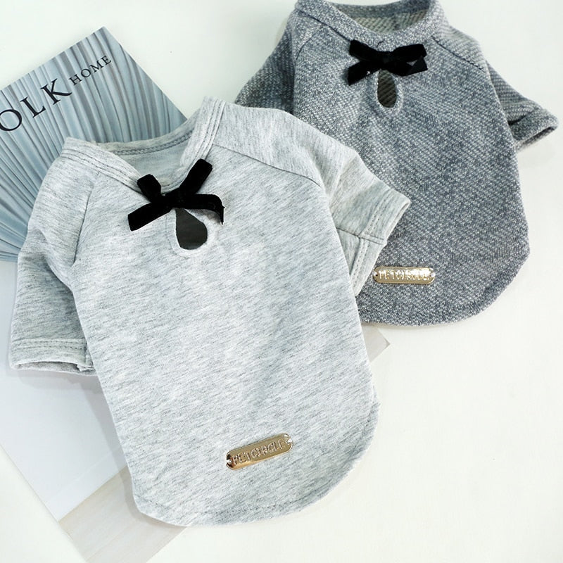 Pet Dog Clothes Cotton Cute Bow Tie T-shirt Clothing
