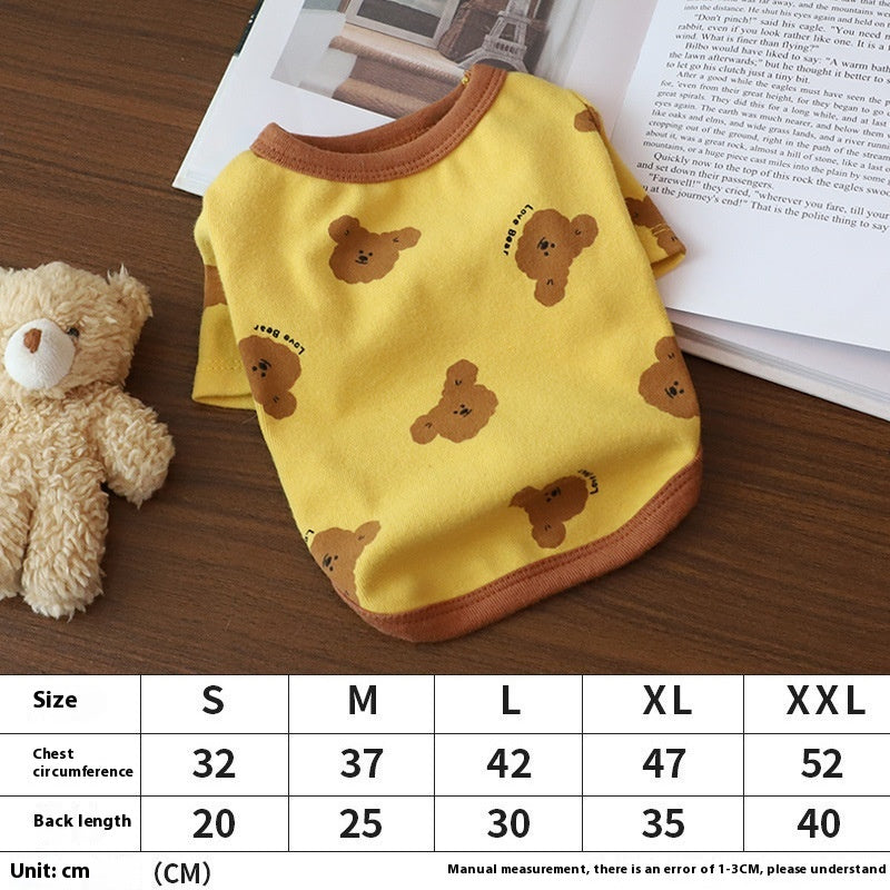 Bear Print Dog Shirt in Blue, Yellow, Cream and Pink