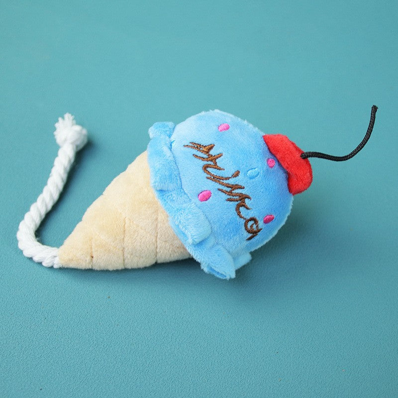 Colorful Plush Ice Cream & Pizza Dog Chew Toys