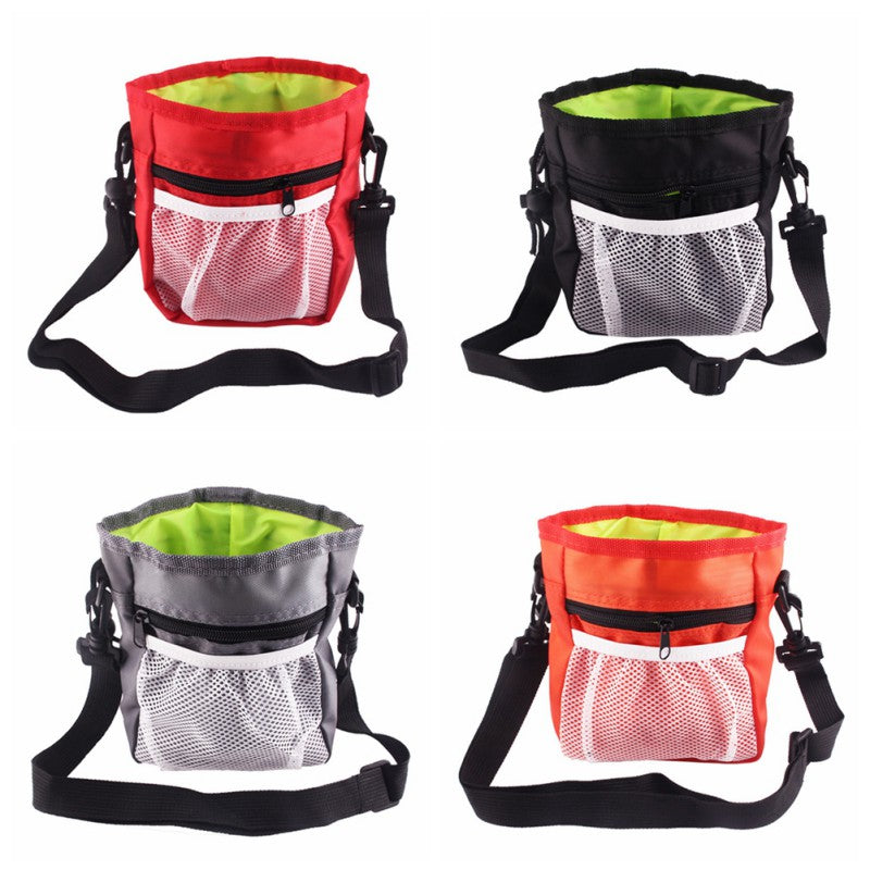 Drawstring Treat Pouch for Dog Walks in Red and Black