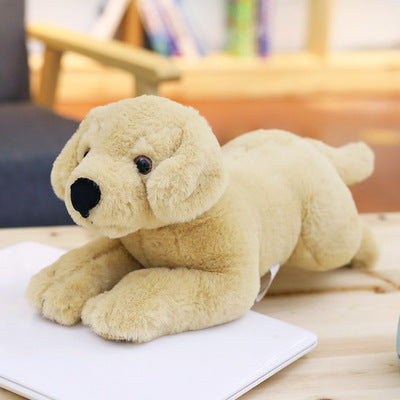 Soft Plush Dog Toy in Brown and Khaki