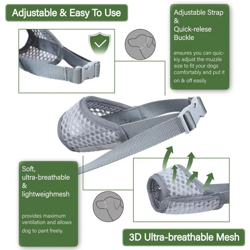Breathable Mesh Dog Muzzle With Adjustable Buckle
