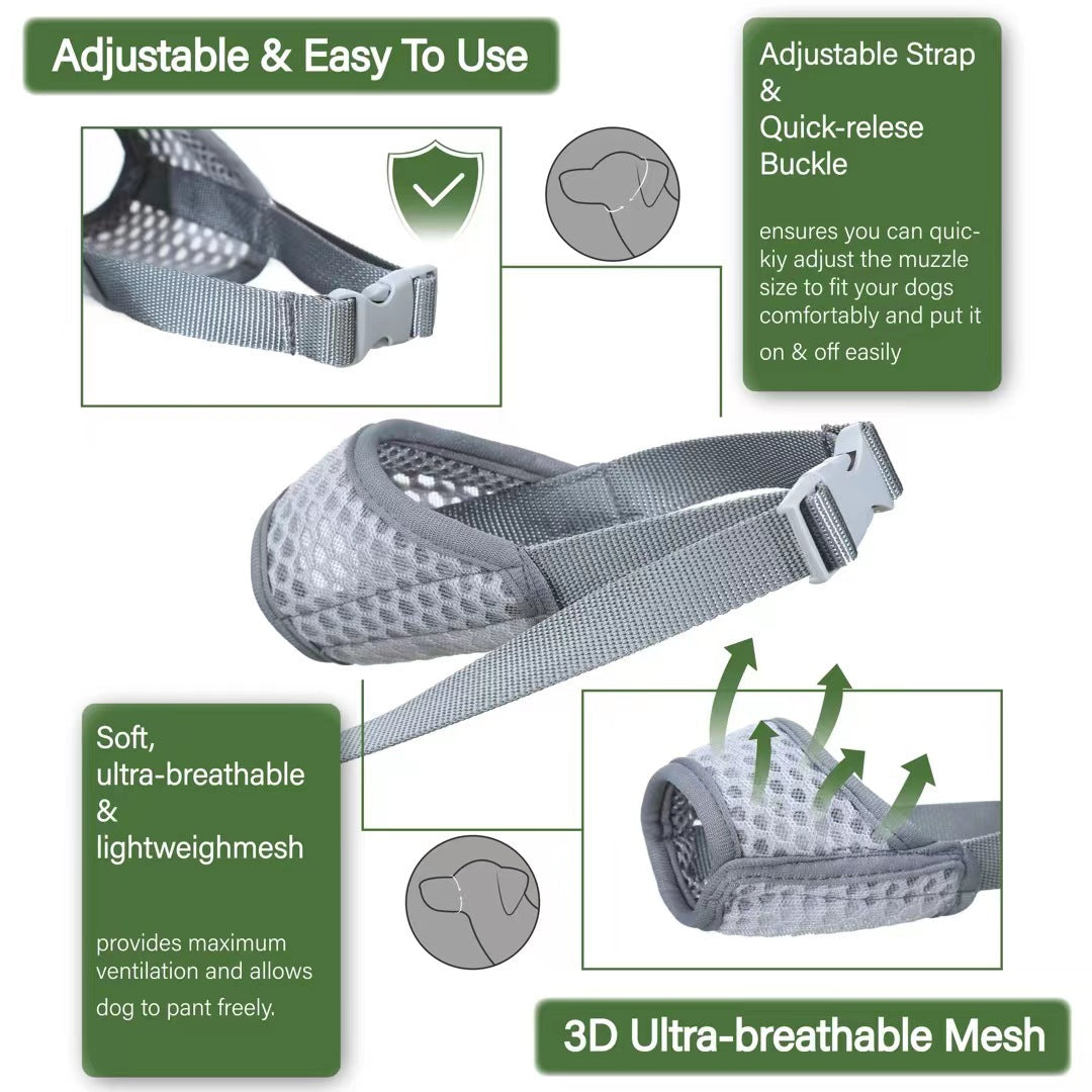 Breathable Mesh Dog Muzzle With Adjustable Buckle