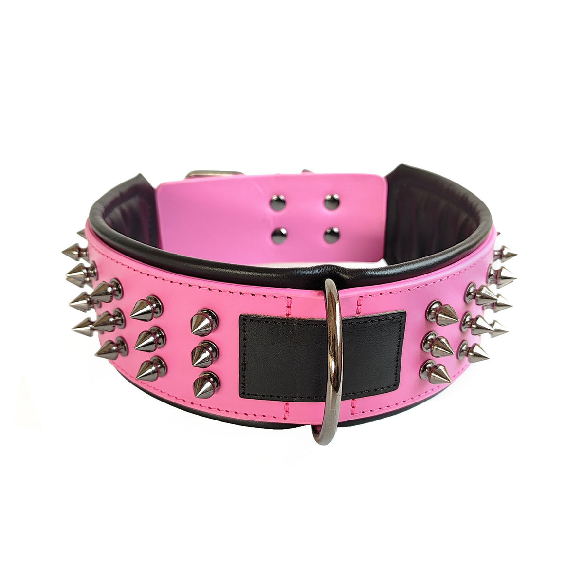 Spiked Leather Dog Collar - Glittering Powder
