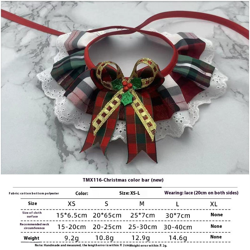 Christmas Dog Scarf with Bow Tie