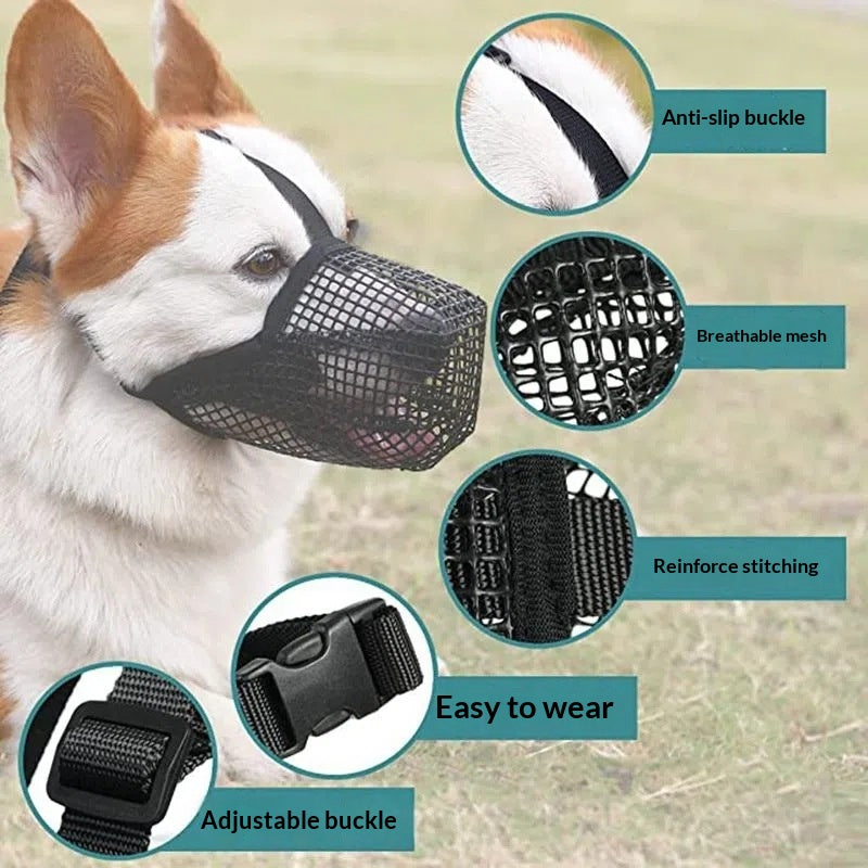 Breathable Mesh Dog Muzzle in Black and Green