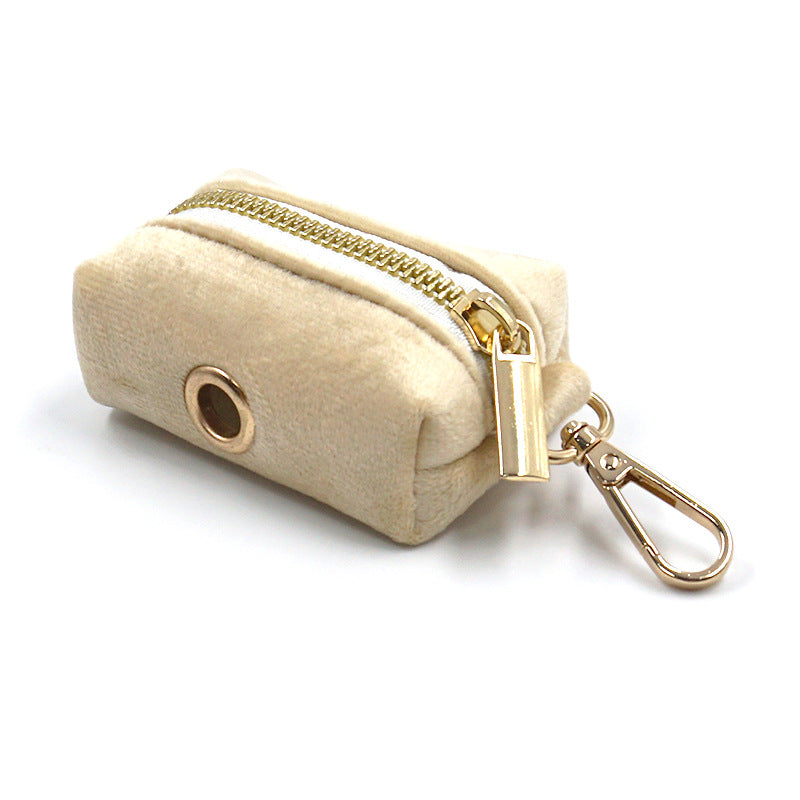 Soft Velvet Poop Bag Dispenser with Hardware Accent