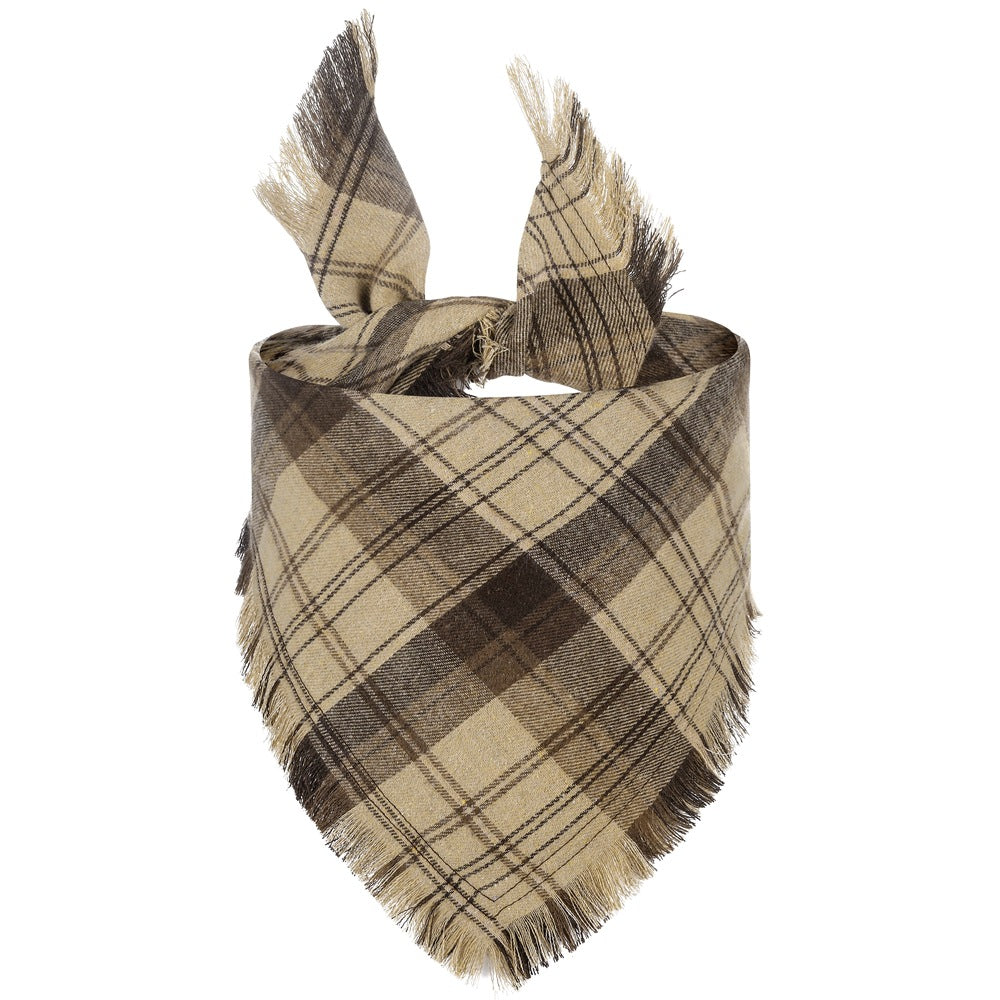 Check Triangle Scarf Tassel Style Dog Bandana