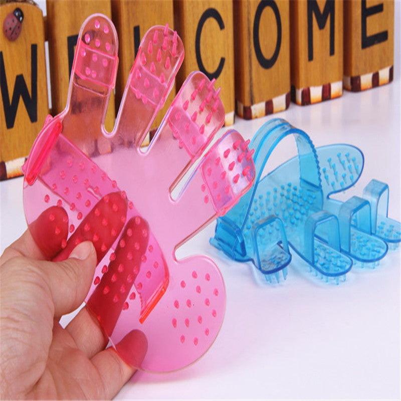 Five Finger Dog Shower Brush in Pink and Blue