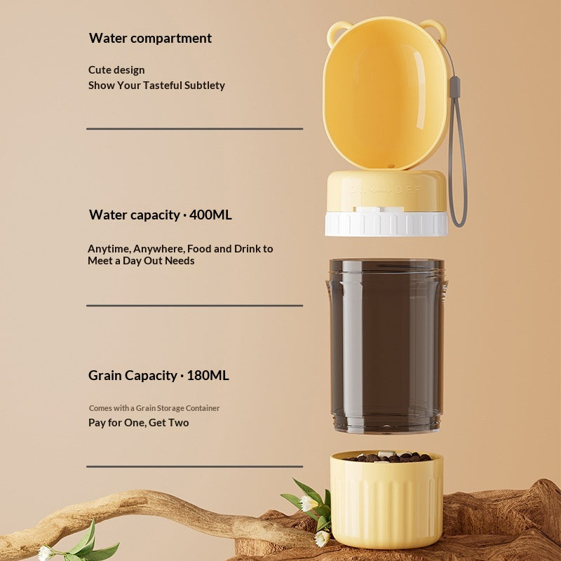 Portable Water Dispenser Bottle for Dogs in Gray and Yellow