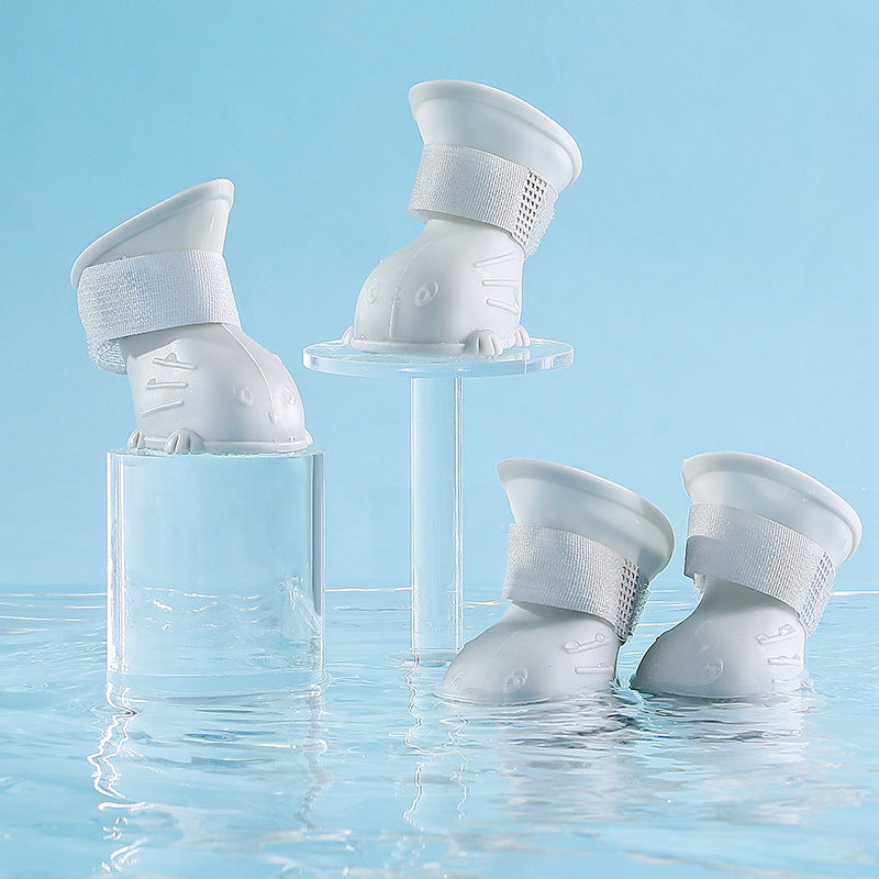 Waterproof Silicone Rain Boots for Dogs, 4-Pack