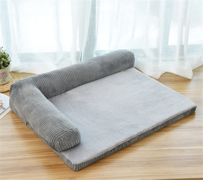 Dog Bed in Coffee, Red and Grey
