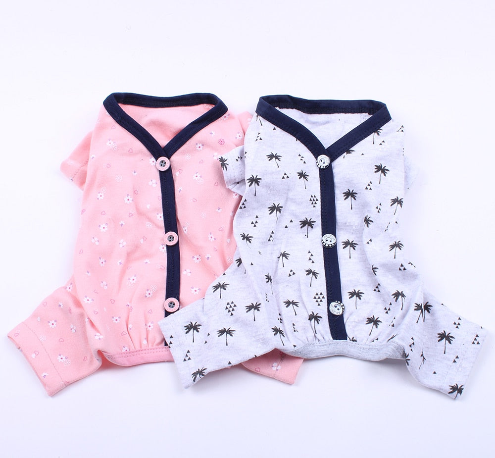 Cozy Dog Pajamas in Leaves and Pink