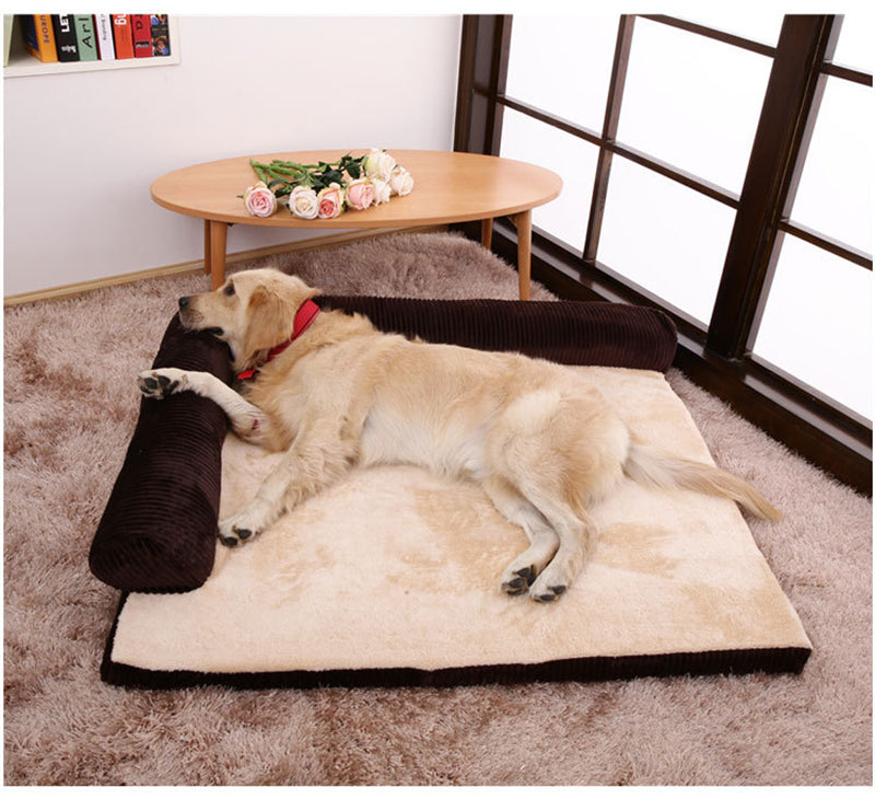 Dog Bed in Coffee, Red and Grey