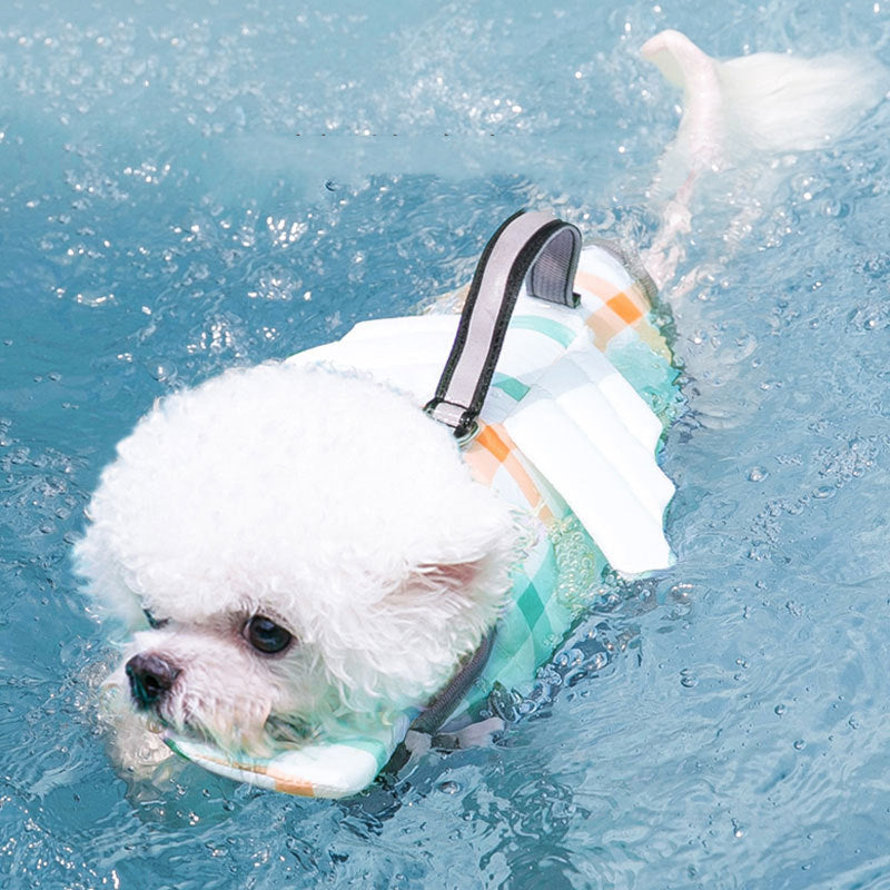 Dog Swim Vest in White, Green and Yellow, XS to 2XL