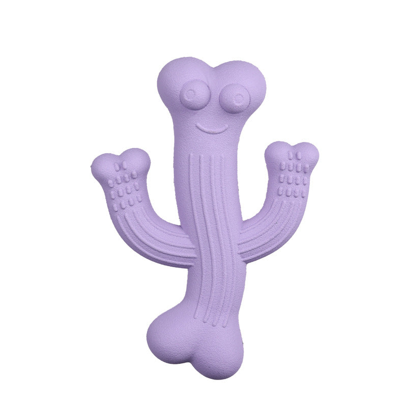 Cactus Dog Chew Toy in Beige, Purple & Blue
